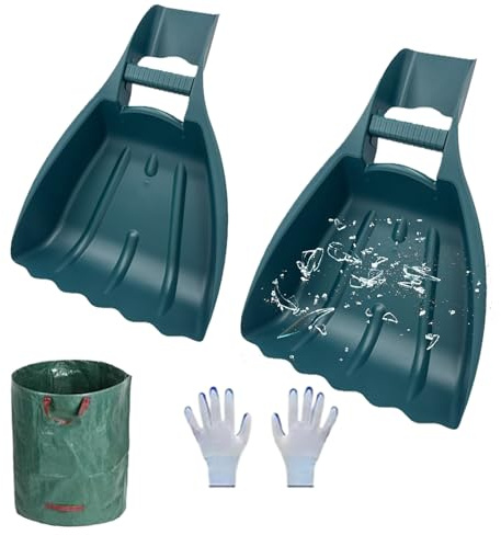 Djowyh Râteau manuel pour ramasser les déchets de jardin et les déchets - Pelle ergonomique et légère pour les déchets dans le jardin, les feuilles et la coupe de pelouse