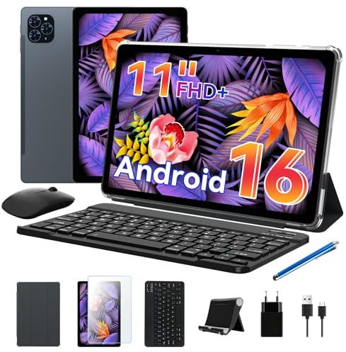 Zenva T90 Android 16 Tablet con Tastiera - Tablet 11 Pollici, 1920x1200 FHD+, 24 GB RAM+128 GB ROM/ 2 TB TF, Octa-Core, 8000 mAh, 13 MP+5 MP, Widevine L1, Face ID, Tablet in Offerta (4 Anni Garanzia)