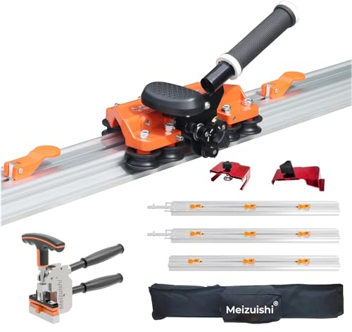 Meizuishi Tagliapiastrelle manuale 3 lame grande formato, spessore max di taglio 12mm per ceramica & pietra con clip, tenaglia & rotaie 3 * 1m