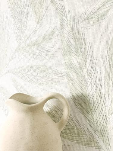 Newroom Carta da Parati Crema a Foglie Scandinave per Soggiorno
