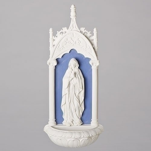 Roman 11.5 H Lady of Lourdes Water Font - Della Robbia