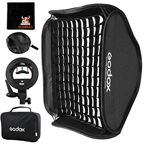 GODOX Softbox 80cm x 80cm Flash Softbox Universal Plegable Kit con Soporte Speedlite Estilo S para Flash Bowens Mount (SFGV8080)