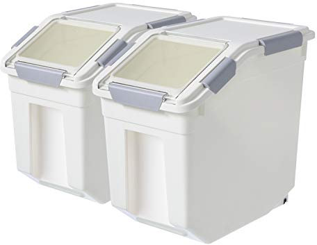 LISM 2 Pack Dog Food Storage Container with Scoop,Large Airtight Pet Dog Food Bin,Container for Dog Treats Rice,Dog Cat Dry Food Bin,Baking Supplies,Flour,Rice,Kitchen Pantry Cereal(25 LB)