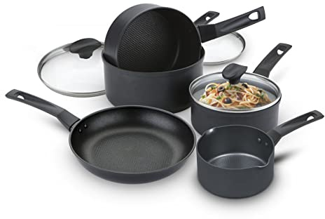 Prestige 9 x Tougher Pots and Pans Set of 5 - Non Stick Induction Hob Pan Set with Scratch Resistant Non Stick, Stay Cool Easy Grip Handles, Oven & Dishwasher Safe Cookware