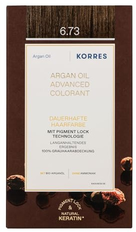 KORRES Argan Oil Colorant – ammoniakfreie Haarfarbe mit Bio-Arganöl Golden Cocoa 6.73 – 100% Grauhaarabdeckung & vegan für ein langanhaltendes Farbergebnis