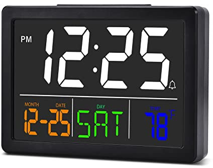 SZELAM Digital Alarm Clock, 5.5 LED Display with USB Charger, 6 Brightness Levels, Volume Adjustable, Date & Temperature Display for Bedside/Desk/Bedroom