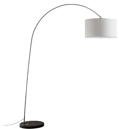 Lindby Golvlampa(båglampa) 'Belinda' (modern) i vit av textil/siden för vardagsrum matsal (1 lamor, E27) - Båglampa, golvlampa, vardagsrumslampa