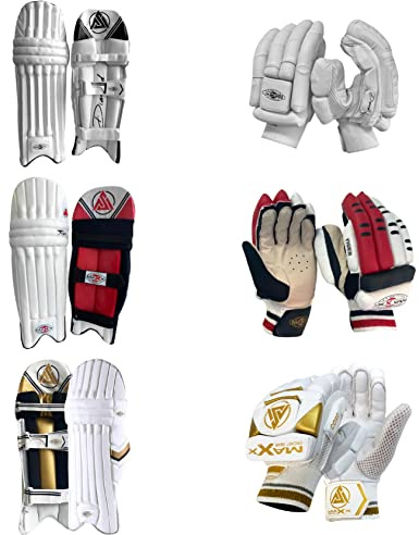 Maxx Cricket Mens HD Foam Premium Quality Comfort Batting Pads + Gloves set left and right handed