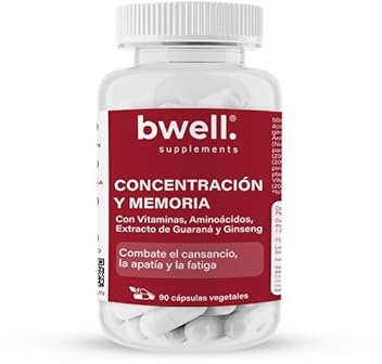 Nootrópico Natural para Concentración y Memoria 90 Cápsulas de Energía Enfoque y Agilidad Mental con Vitaminas Aminoácidos Guaraná y Ginseng Sin Gluten ni GMO | BWELL SUPPLEMENTS