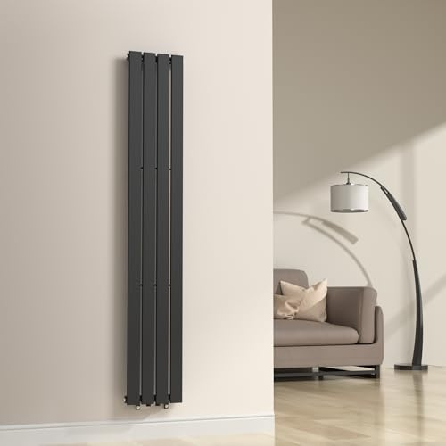 [neu.haus] Enkel panelradiator, platt design, centralvärme för vardagsrum, sovrum, badrum 598 W, stål 180 x 30 cm, svart