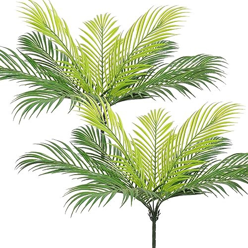 UXORSN 4Pack Hojas de Palma Artificiales Plantas Palmeras Artificiales Arbusto Artificial Areca Palmera 9 Hojas 50 cm Vegetación Tropical Selva Verde Decoraciones de Fiestas Arreglo Floral Florero