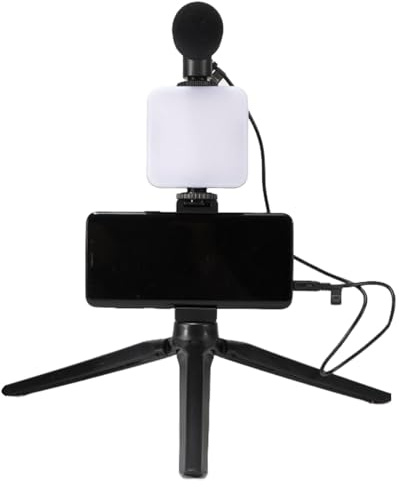 Mobiltelefonstativ med – stativ selfiepinne – LED stabil telefon selfiestativ montering – multifunktionellt bärbart mobilstativ för videoinspelning smink och livestreaming