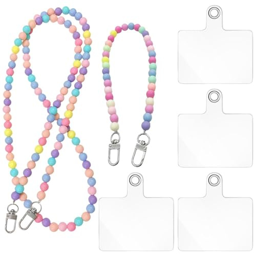 CVFRTT 2 Cadenas De Cuentas De Colores para Teléfono Móvil Y 4 Clips para Teléfono Móvil, Coles Decorativos para Teléfono Móvil, Accesorios para Teléfono Móvil, Cadenas Coles Multifuncionales