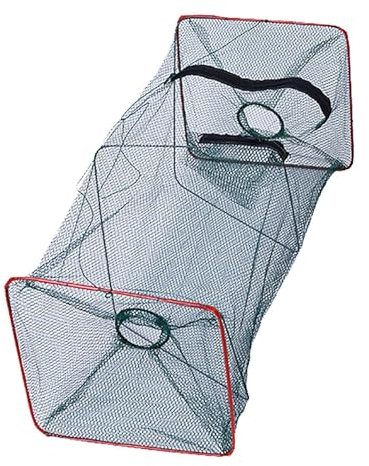 Portable Foldable Fish Trap and Lobster Net, 2-Way Entry Design for Outdoor Fishing Adventures KjA534 (C, 26 x 26 x 60 cm)