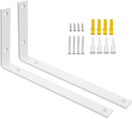 SAYAYO Schwerlastwinkel Regalwinkel Weiß Regalhalterung Schwerlast 300mm Metalle 90 Grad 2 Stück Winkel Regal Schwerlastkonsole für Wandmontage