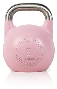 RUSTER Kettlebell Competición Color HQ - Pesa Rusa de Hierro macizo con Asa Ergonómica - Disponible de 8 kg a 36 kg - Codificación por Colores para Entrenamiento Fuerza y Resistencia (8kg)