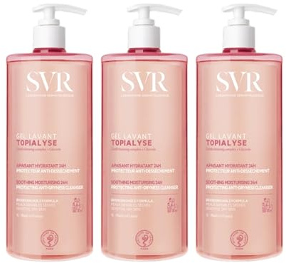 Topialyse Gel Lavant – Gel Lavant Doux Anti-Dessèchement – Visage, Corps, Hygiène Intime – Peaux Sensibles et Sèches – Famille & Bébé Dès la Naissance – Sans Savon – Made in France – Lot de 3x1L