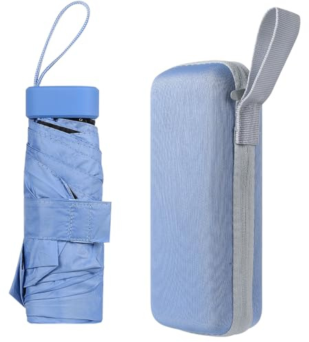 Paraguas Pequeño para Viajes Mini, Paraguas de Viaje Compacto Miniparaguas de Bolsillo, Miniparaguas Pequeño Plegable ligero, anti-UV UPF 50, protección 99.9% portátil para hombres y mujeres