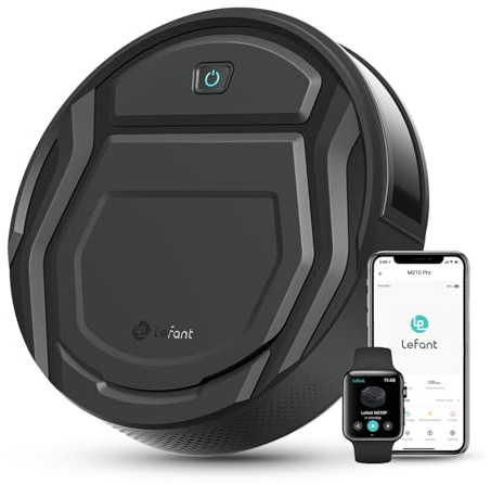 Lefant M210P Robot Aspirapolvere, 2200Pa con Potenza Regolabile, Ultra Sottile 7,8 cm, Senza Grovigli, Autonomia 120 Min, WiFi APP Alexa, Ideale per Peli Animali e Pavimenti Duri, Nero