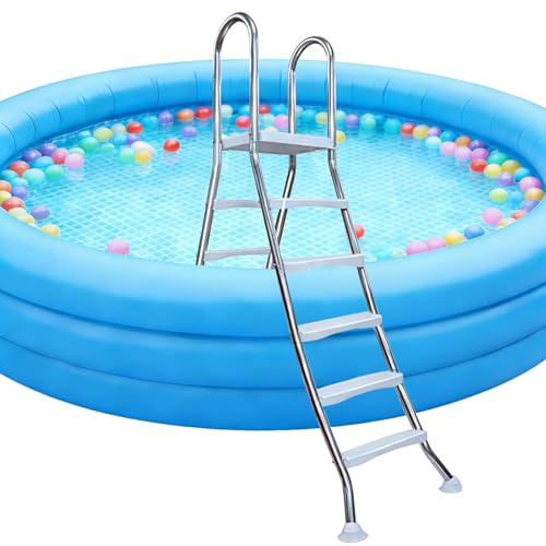 Poolstege ovanför marken med dubbelsidig ingång, halkfria steg och hög viktkapacitet för säker och enkel åtkomst