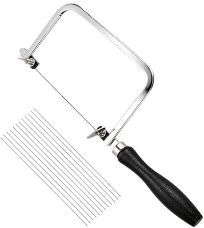 yotutun Seghetto da Traforo, Traforo per Legno Manuale con 12 Lame di Ricambio Sega Seghetto per Metallo Filo Strumento di Taglio Tagli Precisi per Gioielliere Legno Plastica Metallo Morbido