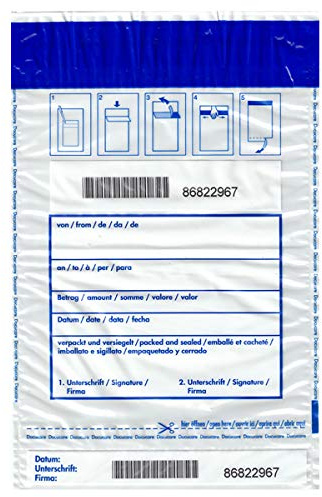 500x Safebags - Sicherheitsbeutel XL für Geld- u. Werttransport - manipulationssicher, mit Sicherheitstape illegal entry