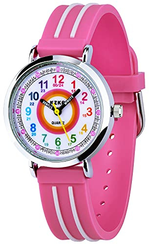 KZKR - Orologio Educativo per Bambini, Ragazzi. Da Polso, Analogico. Con Esercizi per Imparare a Leggere l’Ora. Facilità di Lettura. Movimento al Quarzo Giapponese.
