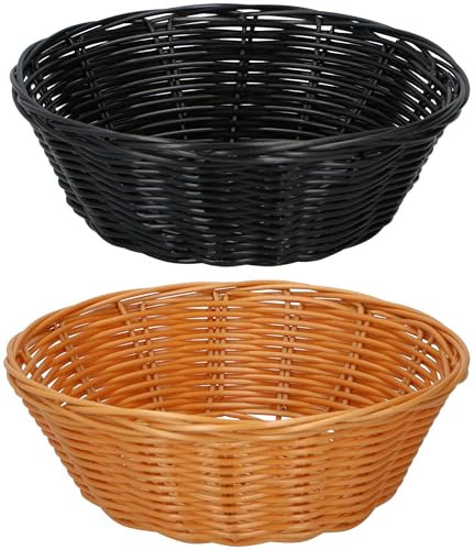 alpina Panier à Pain - 2 Pièces - Panier en Osier - Marron et Noir