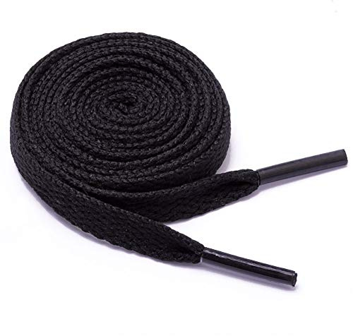 Sechunk set di lacci piatti in 29 colori, 2 paia, 12 lunghezze, per scarpe da ginnastica, nero, 90cm