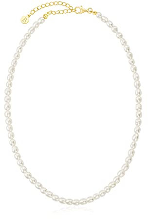 Brandlinger Perlenkette Silber 925. Kette mit Süßwasserperlen. Choker Kette Damen vergoldet, Schmuck für Frauen und Mädchen. Verschiedene Größen und Längen. (Kleine Perlen)