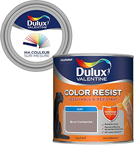 Ma Couleur Sur-Mesure par Dulux Valentine Pintura interior de pared, techos, madera, paleta creatividad, pieza para vivir mate, marrón cachemira, 0,5 l