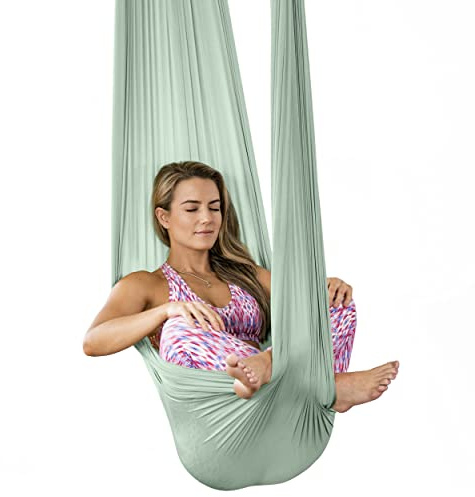Pinc Active Silk Aerial Yoga Swing & Hammock Kit for Improved Yoga Inversions, Flexibility & Core Strength - Mint