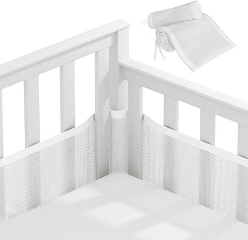 Vicloon Bettumrandung Nestchen, Nestchen für Kinderbetten Kantenschutz Baby Babybett, Atmungsaktive Polsterung, Rausfallschutz für Babybett Gitterstäbe, Abnehmbar, 340cmx30cm + 160cmx30cm, Weiß