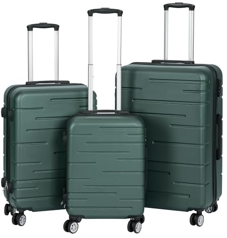 Juego de 3 Maletas de Viaje Set Trolley Abs Semirigidas con Cerradura Combinación 4 Ruedas Dobles