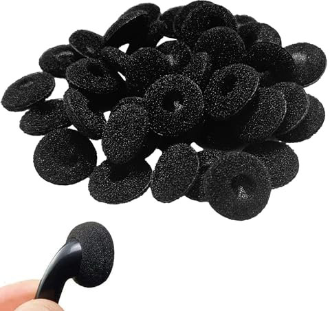 40 esponjas de repuesto para auriculares, almohadillas de espuma de 18 mm (negro)