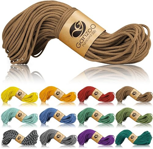 Ganzoo Paracord 350 Seil, Nylon Polyester, 2,5mm, Typ 1, 30m, Outdoor Schnur, Allzweckseil, Takelung für Armband, Hundehalsband, Hundeleine Knüpfen, Camping Survival, braun