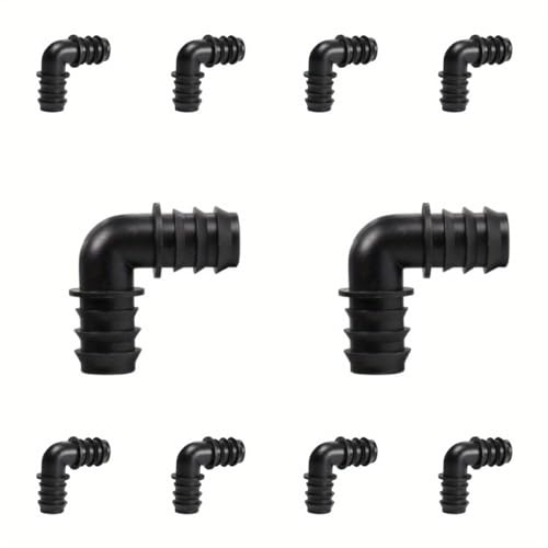 10 accesorios de riego por goteo, codo de púas, kits de accesorios de acoplamiento para tubos de 1 pulgada (25 mm de diámetro exterior, conectores de púas de 0.75 pulgadas de diámetro interior,
