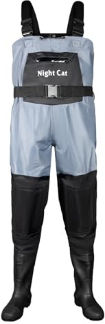 Night Cat Wathose Herren Damen Frauen Wathose mit Stiefeln wasserdichte Atmungsaktive Crosswater Waders Blau EU 45