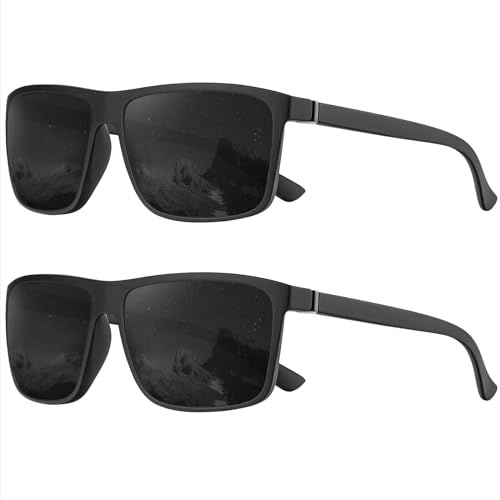 Perfectmiaoxuan 2-Pack Polarised Sunglasses for Men & Women - Lightweight TR90 Retro Frames - UV400 Protection CAT-3 HD Lenses for Driving, Fishing & Travel - Unisex Classic Shades