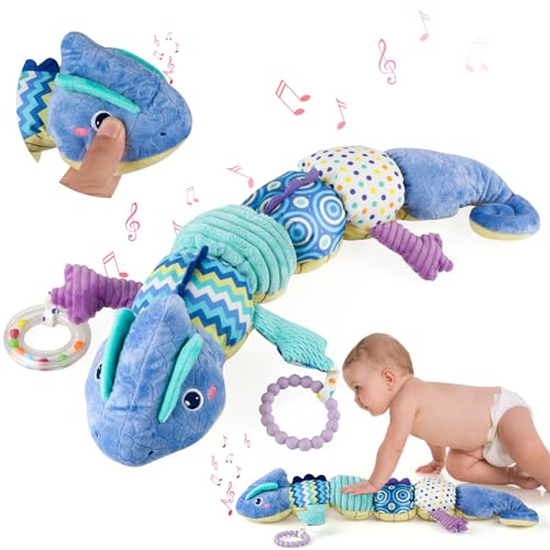 Musical Caterpillar Peluche Juguetes, EnGiTores Juguete peluche suave musical, Oruga Peluches Grande Cojín, Infantil Suave Peluche con Volantes Multisensoriales para Bebés Niños Niña Regalo 0-3-6-12