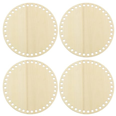 PATIKIL 15cm Diametro Fondo del Cestino in Legno, 4pz Base Rotonda in Legno per Cestino all'Uncinetto Vuota per Fai Da Te Artigianato Intreccio Cesti Creazione Forniture Decorazione Casa