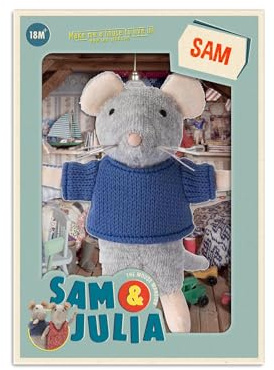 The Mouse Mansion Sam & Julia - Kuscheltier Maus Sam – das Original aus der beliebten Kinderbuch-Reihe – 1/12 Größe für Standard-Puppenhaus – enthält: 1 Stofftier Maus 12cm – für Kinder jeden Alters