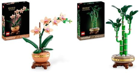 LEGO Pack de Plantes symboliques - Sets de Plantes artificielles pour Adultes L’orchidée Miniature (10343) & Le Bambou de la Chance (10344) - Décoration Maison - Cadeau de St Valentin, Femme ou Homme