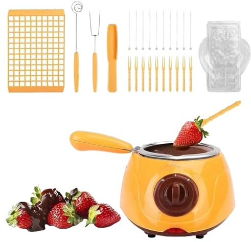 Tommiy Set di stampi per fonduta e cioccolato in plastica, piccola macchina elettrica per formaggio, pratico strumento da cucina con stampo fai da te, per realizzare caramelle (giallo)