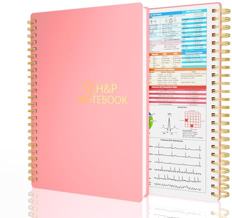 H&P Notebook - Medical History and Physical Notebook for Medical Professionals and Students, Inclusive Medical Terminology, Fits in White Coat, 100gsm Thick Paper, A5(5.9 x 8.6 inches) (Pink)