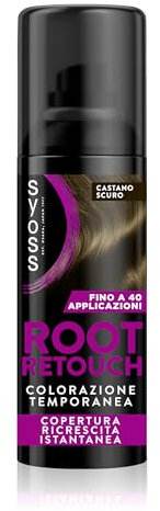 Syoss Root Retouch Temporäre Coloration Spray Dunkelbraun 120 ml, Retuschieren von weißem Haar und Nachwachsen, resistent gegen Regen und Schweiß, bis zu 40 Anwendungen