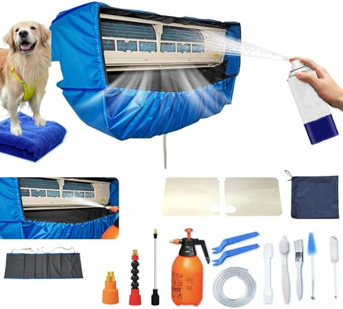Kikepilm Kit Limpieza Aire Acondicionado Bolsa Split (Paneles Laterales Mejorados),Espacio Extra Bolsa De Limpieza para Aire Acondicionado(Azul Oscuro, pequeño, 18 Unidades)