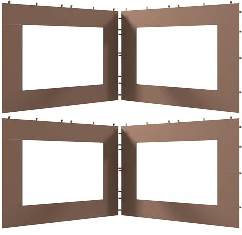 Outsunny Paredes Laterales para Carpa de 4 Paneles 295x195 cm Paredes Laterales de Repuesto de Tela Oxford con Ventana para Carpas de 6x3 m 3x3 m Marrón