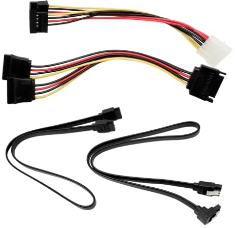 Larebidtex Kit Cavi SATA III Completo: Cavi di Alimentazione e Dati SATA con Connettori Diritti e a 90 Gradi, Adattatore Splitter di Alimentazione e Adattatore Molex, Perfetto per SSD e HDD, Nero