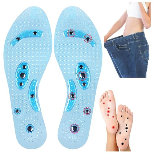 Acupressure Magnetic Massage Insoles, Magnetic Therapy Slimming Insoles for Weight Loss,Unisex Magnetic Massage Insoles Foot Acupressure Shoe Pads for Weight Loss(Size:1 pair S(35-40),Color:Blue)